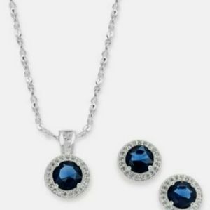 Charter Club Silver Tone Set With Blue Stones
